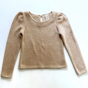 Sadie & Sage Puff Sleeves Tan Knit Sweater Size Medium